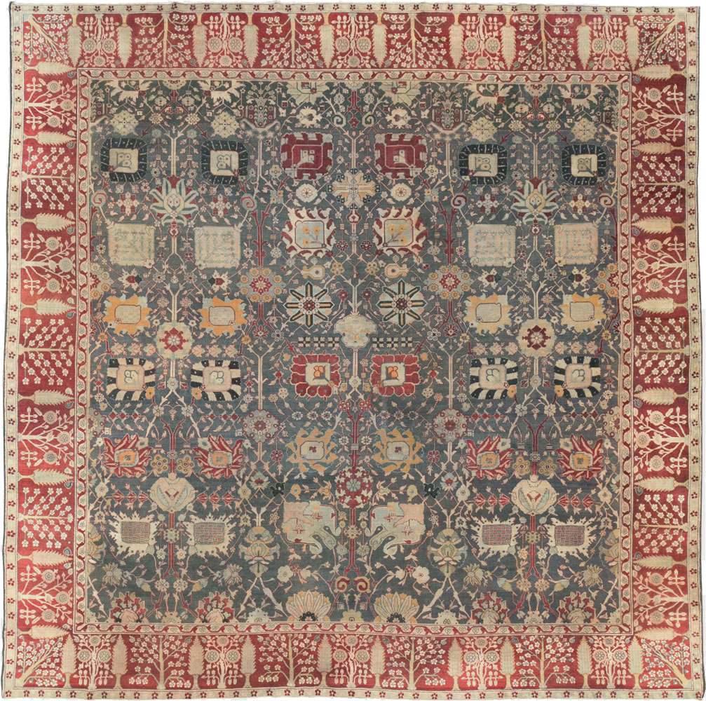 Antique Indian Agra Large Square Carpet, No.26455 - Galerie Shabab