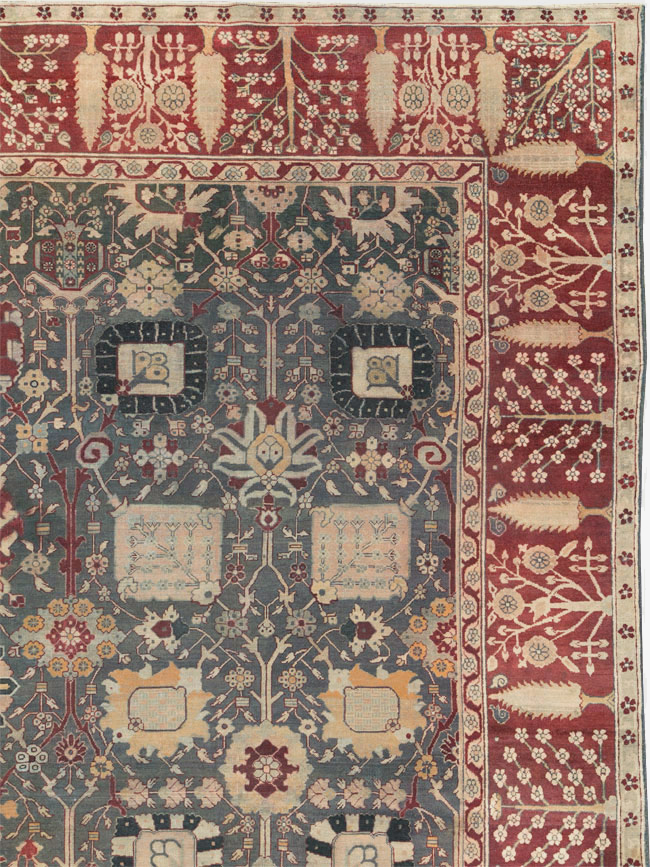 Antique Indian Agra Large Square Carpet, No.26455 - Galerie Shabab