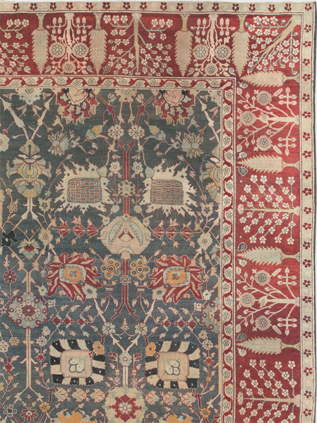 Antique Indian Agra Large Square Carpet, No.26455 - Galerie Shabab