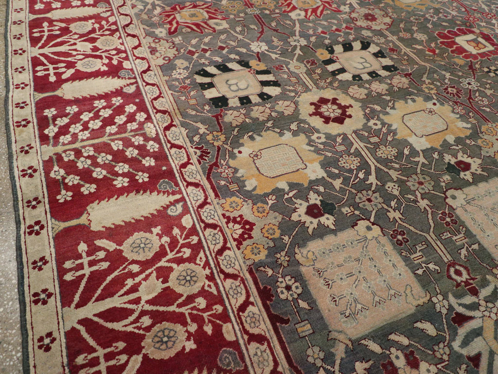 Antique Indian Agra Large Square Carpet, No.26455 - Galerie Shabab