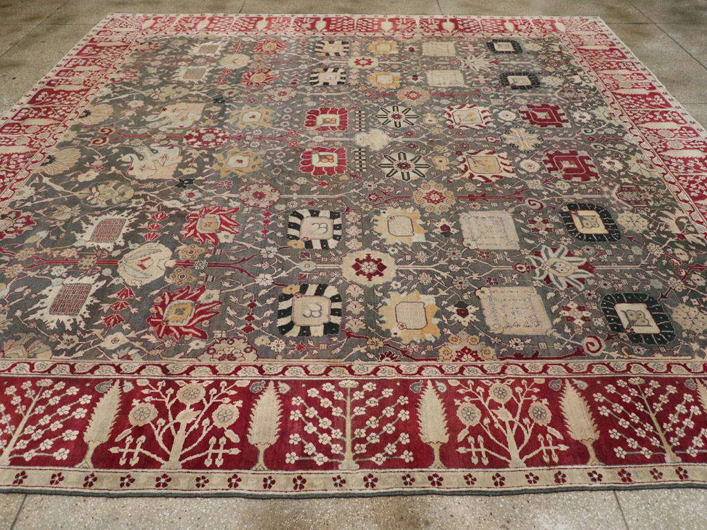 Antique Indian Agra Large Square Carpet, No.26455 - Galerie Shabab