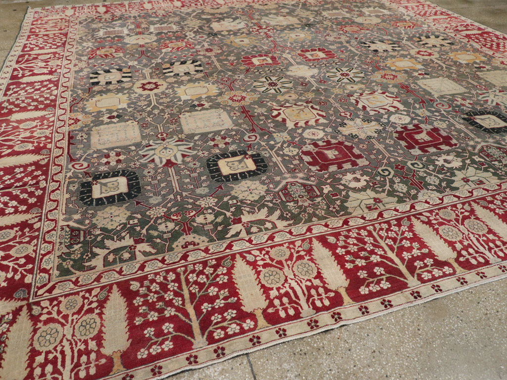 Antique Indian Agra Large Square Carpet, No.26455 - Galerie Shabab