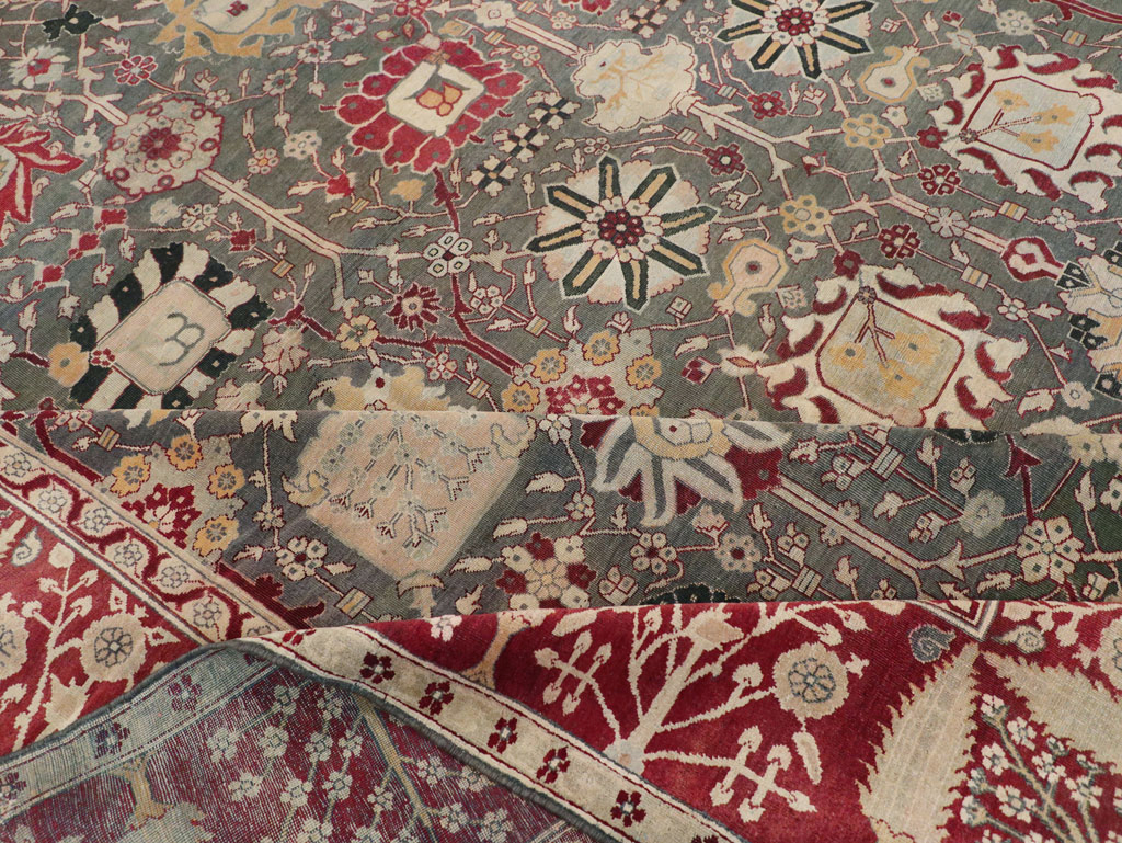 Antique Indian Agra Large Square Carpet, No.26455 - Galerie Shabab