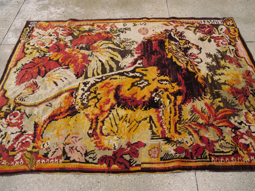 Vintage Pictorial Karabagh Rug, No.26458 - Galerie Shabab