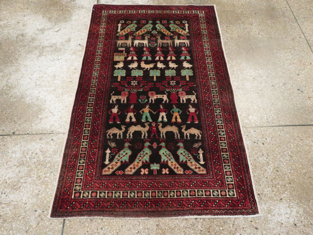 Vintage Persian Baluch Pictorial Rug, No.26464 - Galerie Shabab