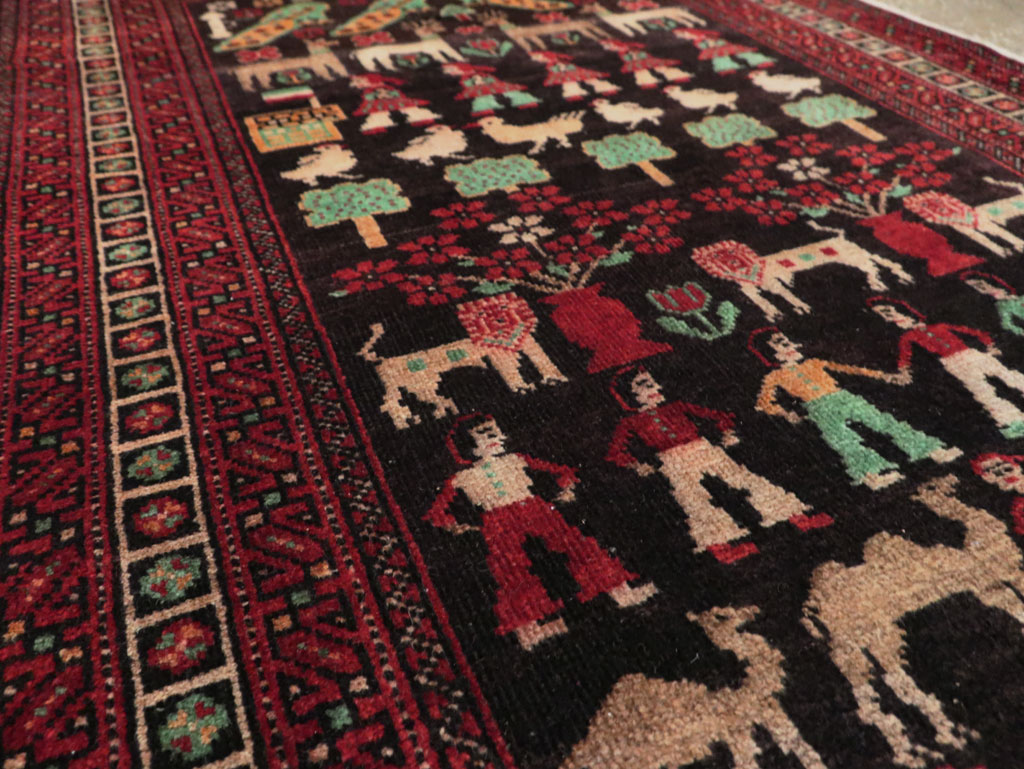 Vintage Persian Baluch Pictorial Rug, No.26464 - Galerie Shabab