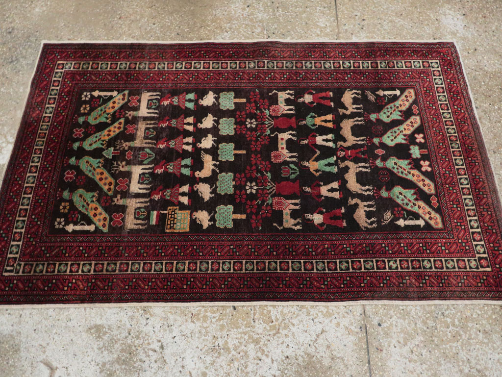 Vintage Persian Baluch Pictorial Rug, No.26464 - Galerie Shabab