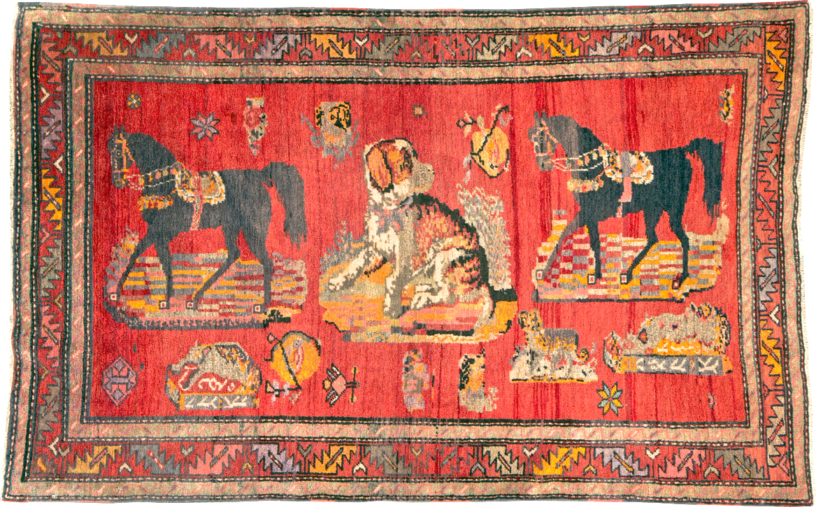 Vintage Pictorial Karabagh Rug, No.26474 - Galerie Shabab