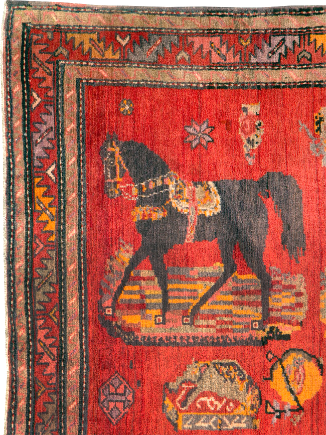Vintage Pictorial Karabagh Rug, No.26474 - Galerie Shabab