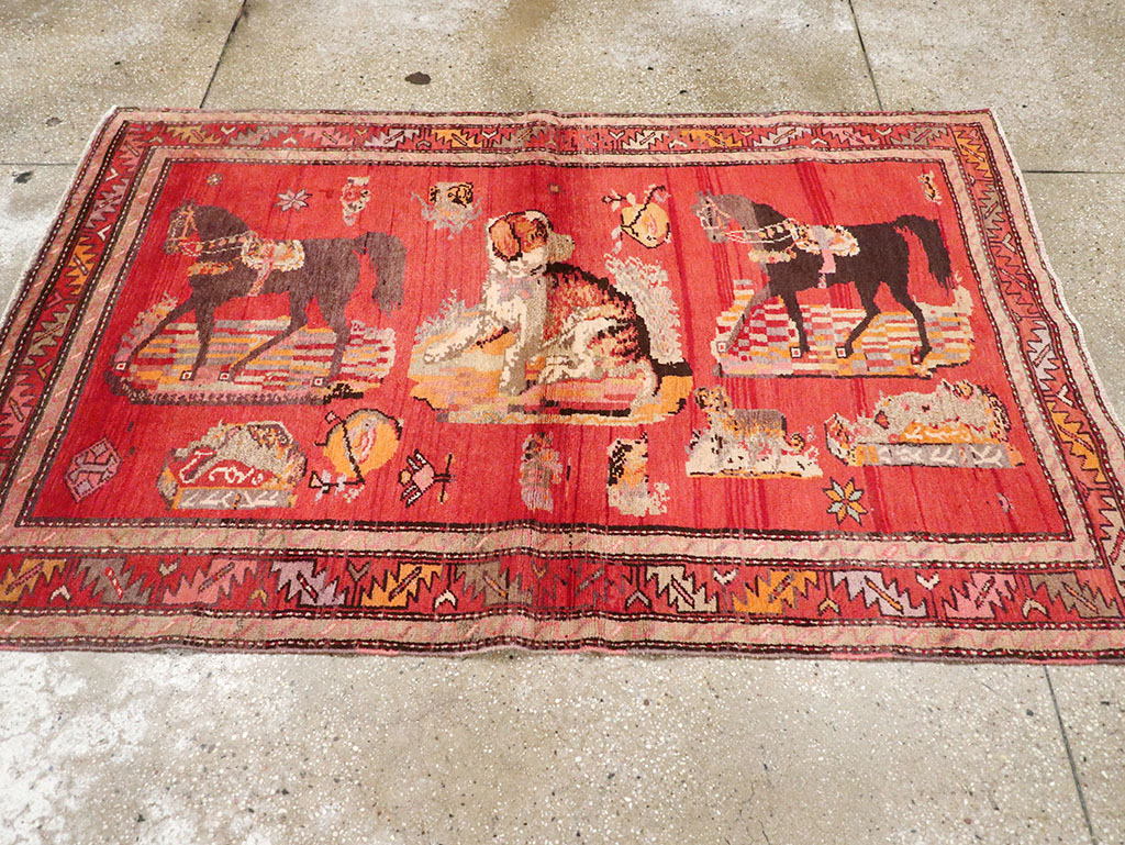 Vintage Pictorial Karabagh Rug, No.26474 - Galerie Shabab