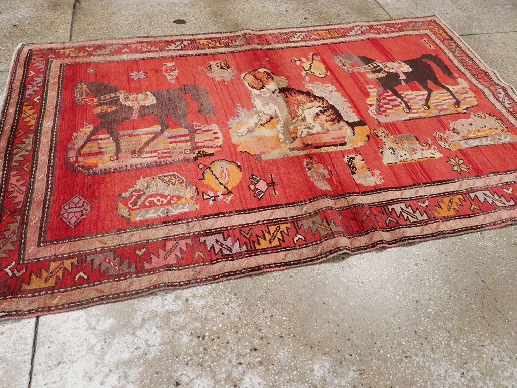 Vintage Pictorial Karabagh Rug, No.26474 - Galerie Shabab