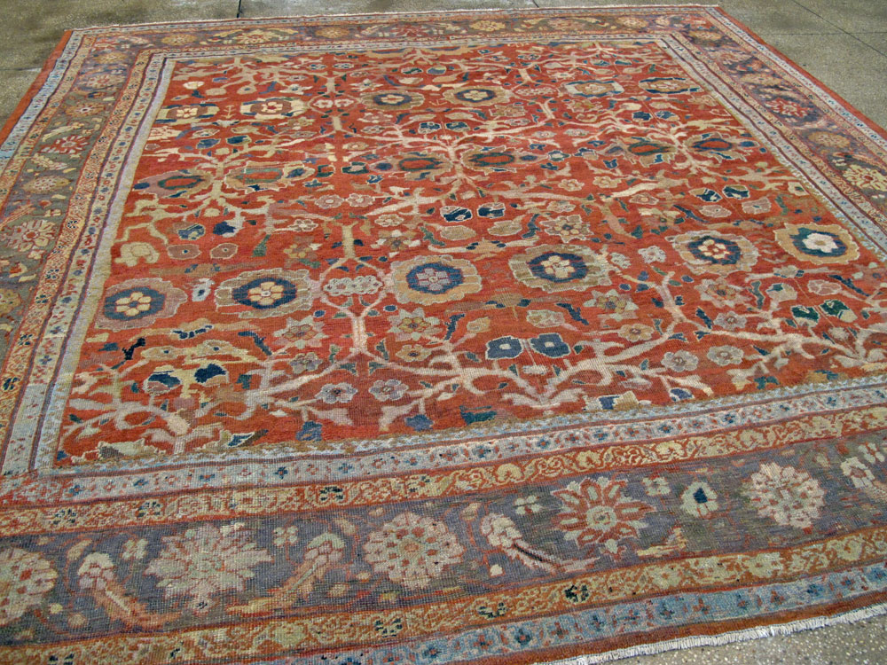 Antique Persian Mahal Square Carpet, No.26475 - Galerie Shabab