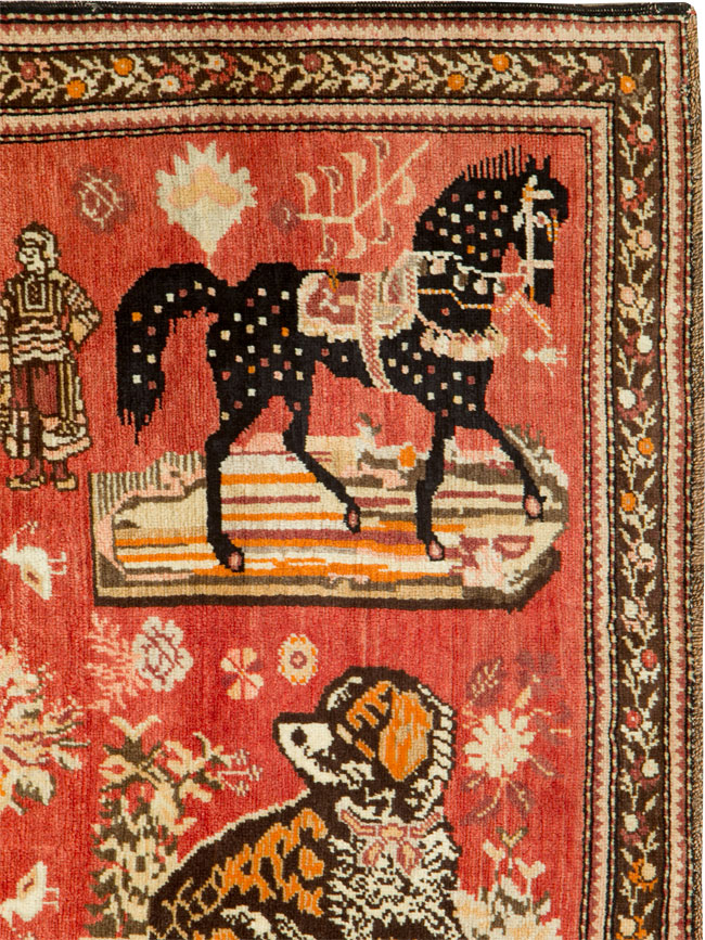 Vintage Caucasian Karabagh Pictorial Rug, No.26485 - Galerie Shabab