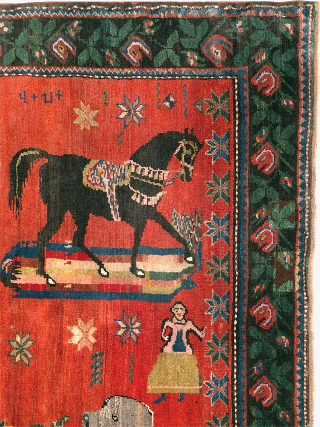 Vintage Pictoral Karabagh Rug, No.26499 - Galerie Shabab