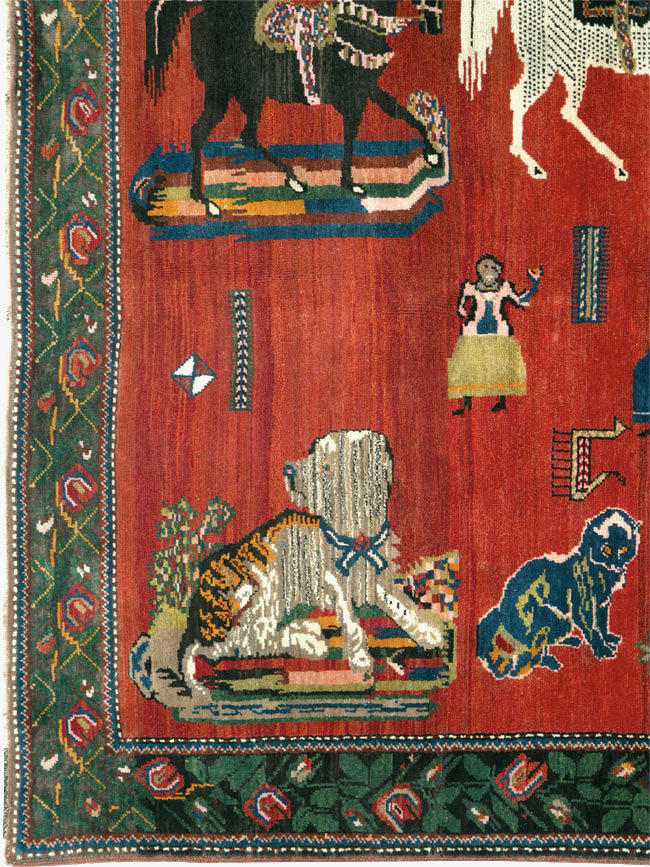 Vintage Pictoral Karabagh Rug, No.26499 - Galerie Shabab