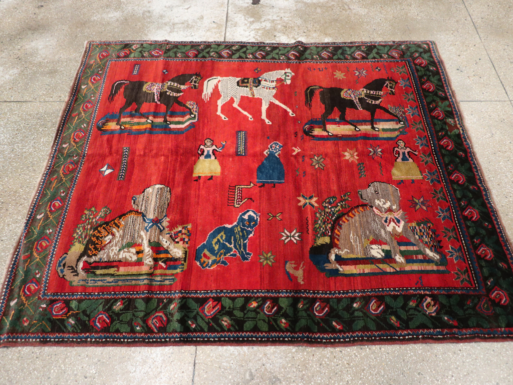 Vintage Pictoral Karabagh Rug, No.26499 - Galerie Shabab