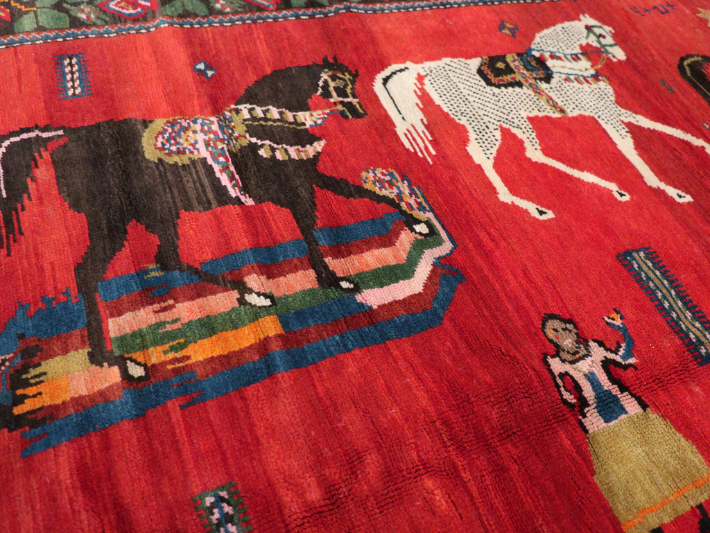 Vintage Pictoral Karabagh Rug, No.26499 - Galerie Shabab