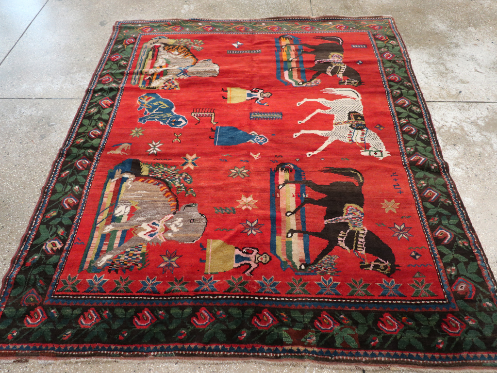 Vintage Pictoral Karabagh Rug, No.26499 - Galerie Shabab