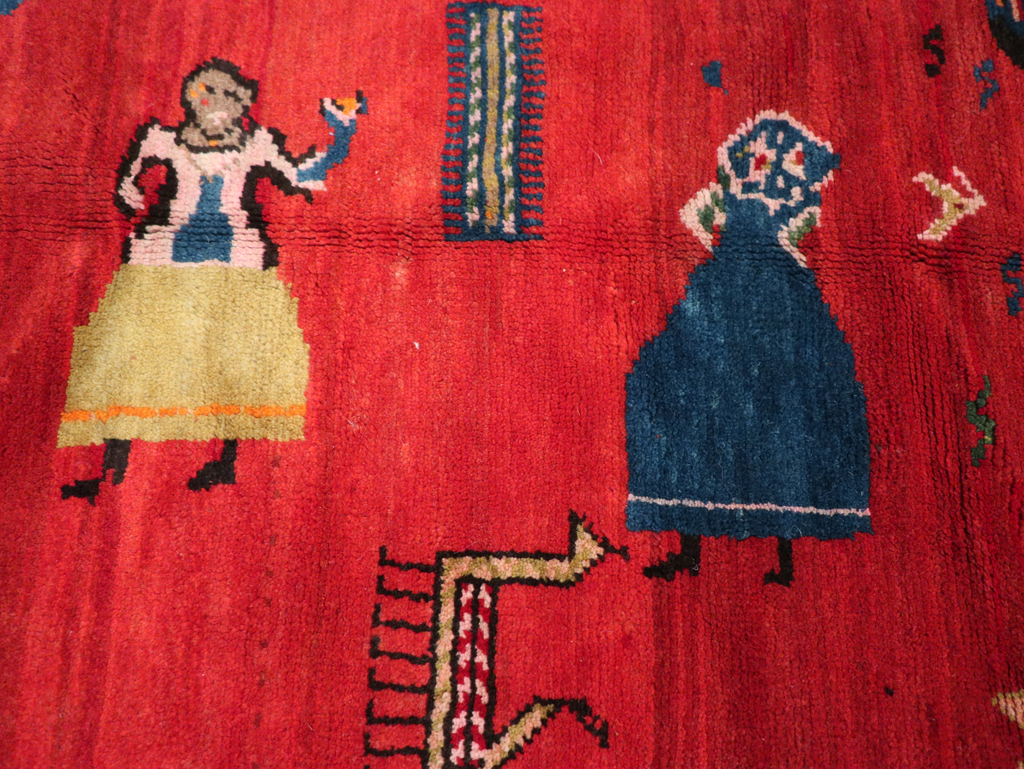 Vintage Pictoral Karabagh Rug, No.26499 - Galerie Shabab