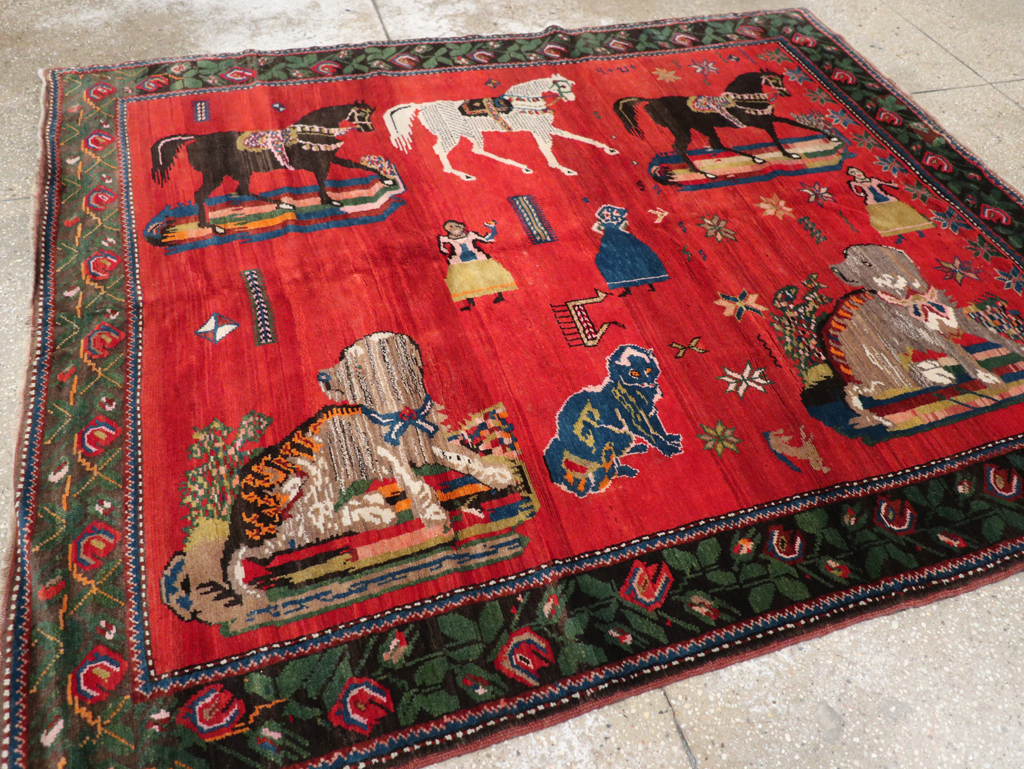Vintage Pictoral Karabagh Rug, No.26499 - Galerie Shabab