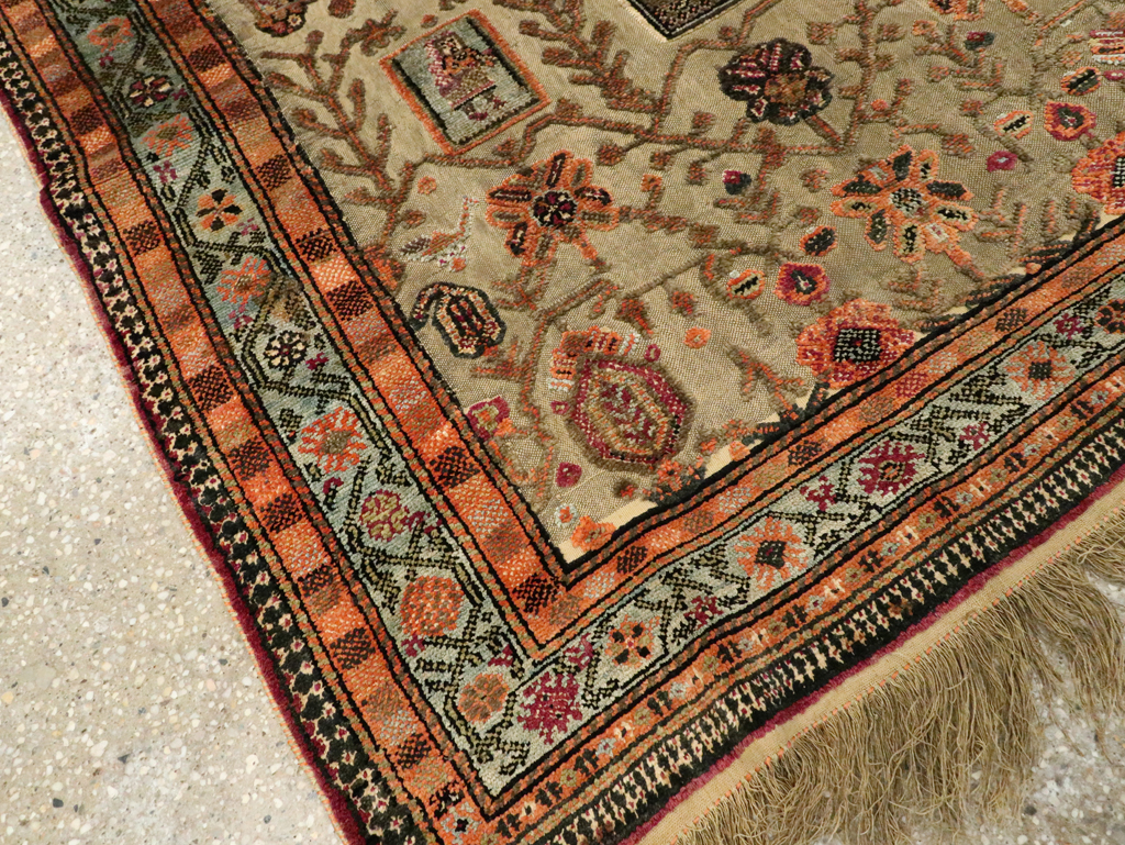 Silk Antique Persian Shiraz Pictorial Souf Throw Rug, No.26503 - Galerie Shabab
