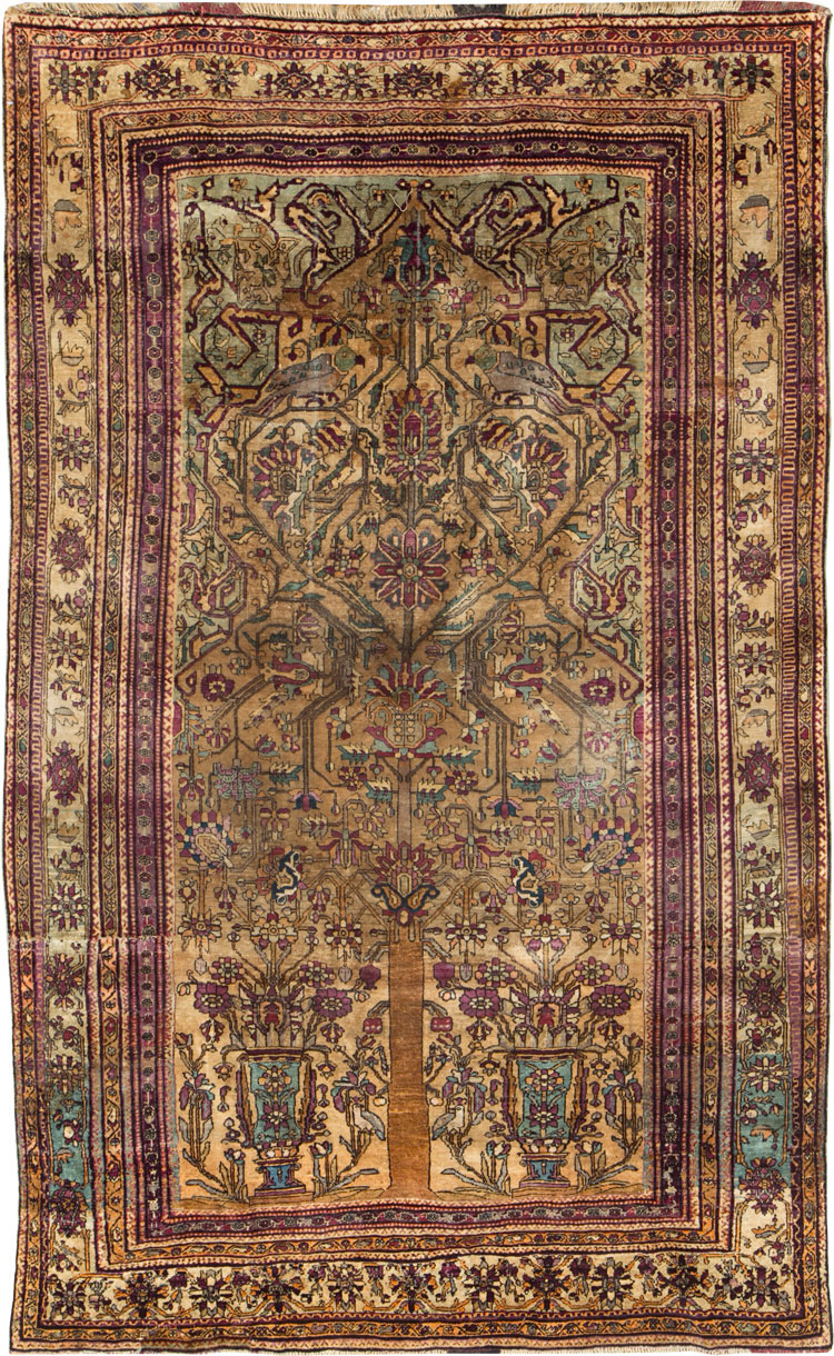 Silk Antique Persian Fereghan Accent Rug, No.26504 - Galerie Shabab