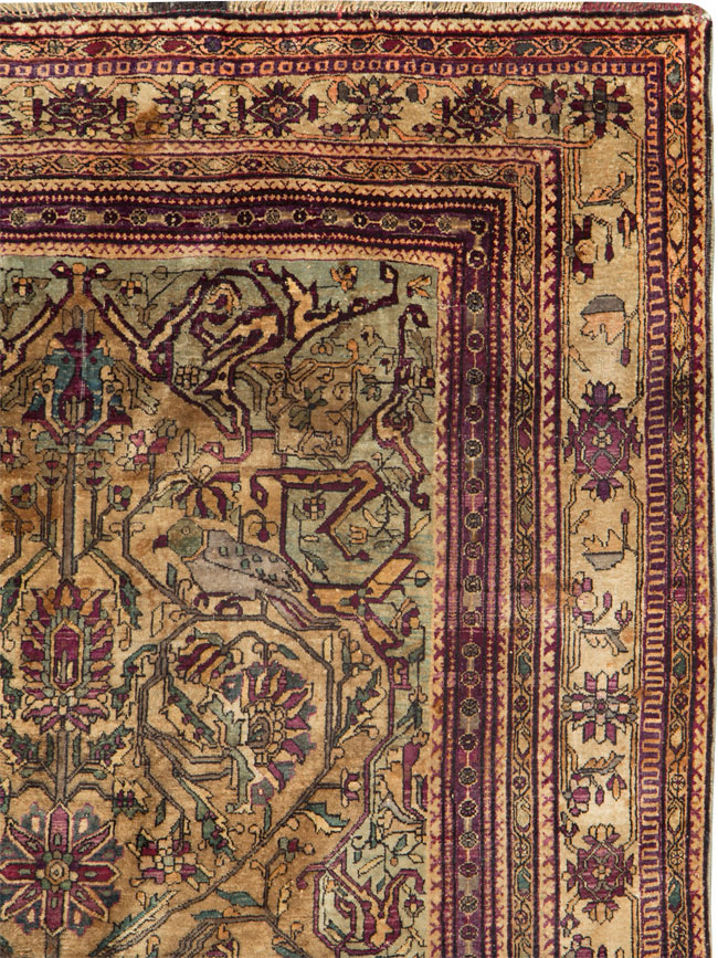 Silk Antique Persian Fereghan Accent Rug, No.26504 - Galerie Shabab