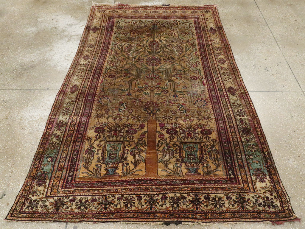 Silk Antique Persian Fereghan Accent Rug, No.26504 - Galerie Shabab