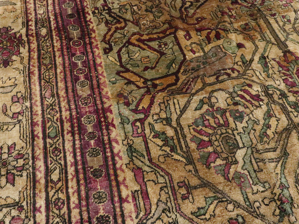 Silk Antique Persian Fereghan Accent Rug, No.26504 - Galerie Shabab