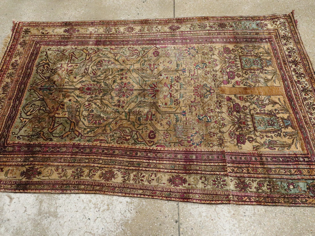 Silk Antique Persian Fereghan Accent Rug, No.26504 - Galerie Shabab