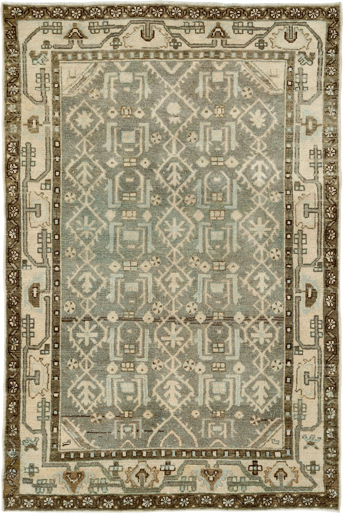 Vintage Persian Malayer Throw Rug, No.26585 - Galerie Shabab