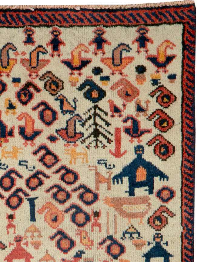 Vintage Pictorial Afshar Rug, No.26603 - Galerie Shabab