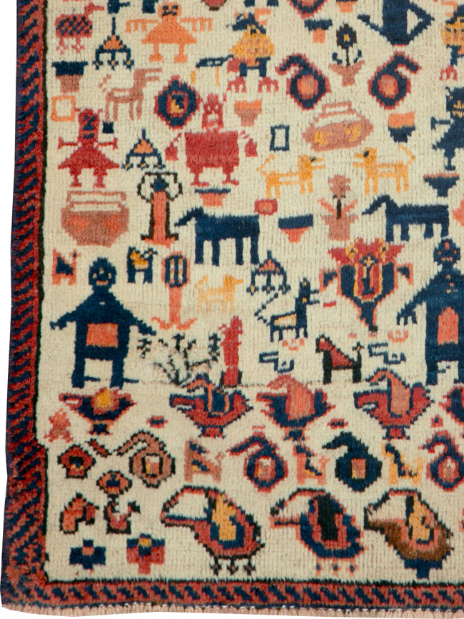 Vintage Pictorial Afshar Rug, No.26603 - Galerie Shabab
