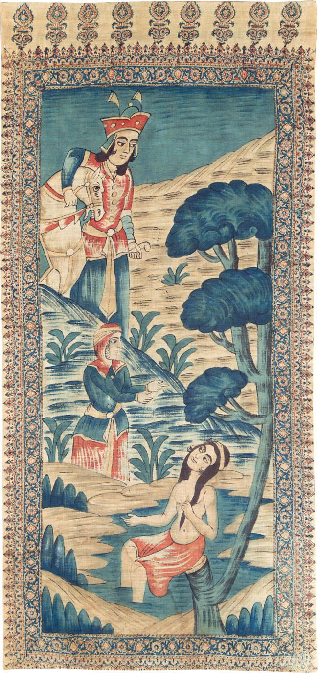 Vintage Persian Isfahan Ghalamkari Textile, No.26610 - Galerie Shabab