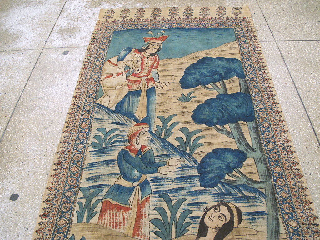 Vintage Persian Isfahan Ghalamkari Textile, No.26610 - Galerie Shabab