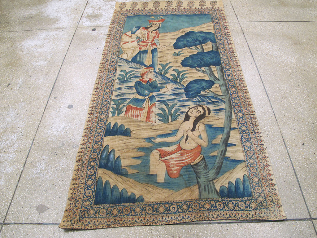 Vintage Persian Isfahan Ghalamkari Textile, No.26610 - Galerie Shabab