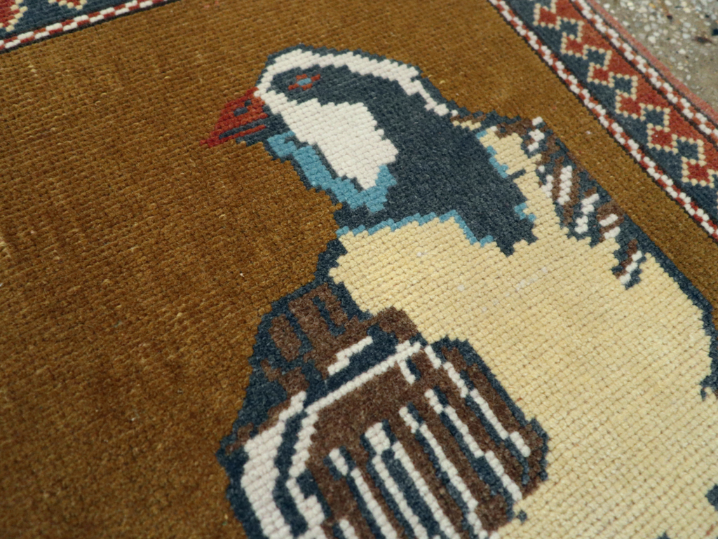 Vintage Turkish Anatolian Pictorial Square Throw Rug, No.26628 - Galerie Shabab