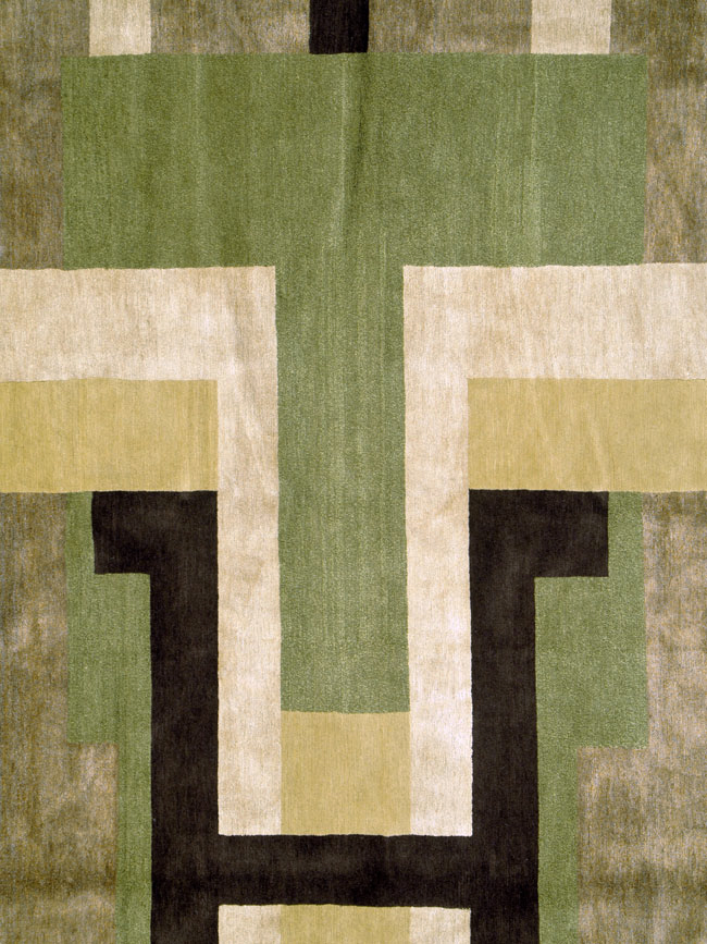 Modern Tibetan Art Deco Large Square Room Size Carpet Inspired By Edward McKnight Kauffer, No.26642 - Galerie Shabab
