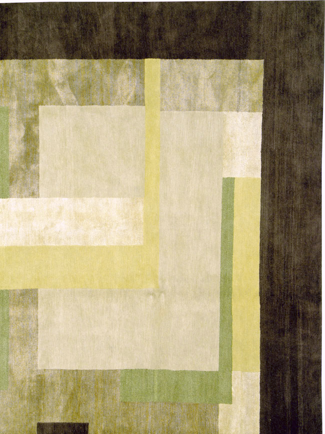Modern Tibetan Art Deco Large Square Room Size Carpet Inspired By Edward McKnight Kauffer, No.26642 - Galerie Shabab