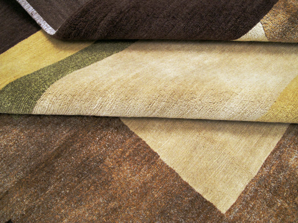 Modern Tibetan Art Deco Large Square Room Size Carpet Inspired By Edward McKnight Kauffer, No.26642 - Galerie Shabab