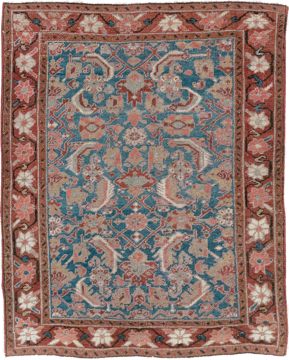 Antique Persian Heriz Throw Rug, No.26667 - Galerie Shabab