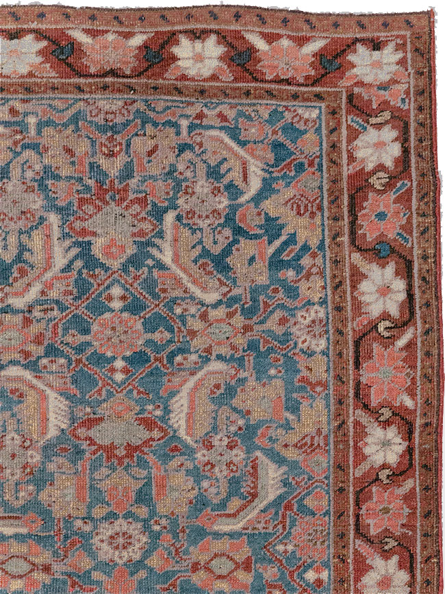 Antique Persian Heriz Throw Rug, No.26667 - Galerie Shabab