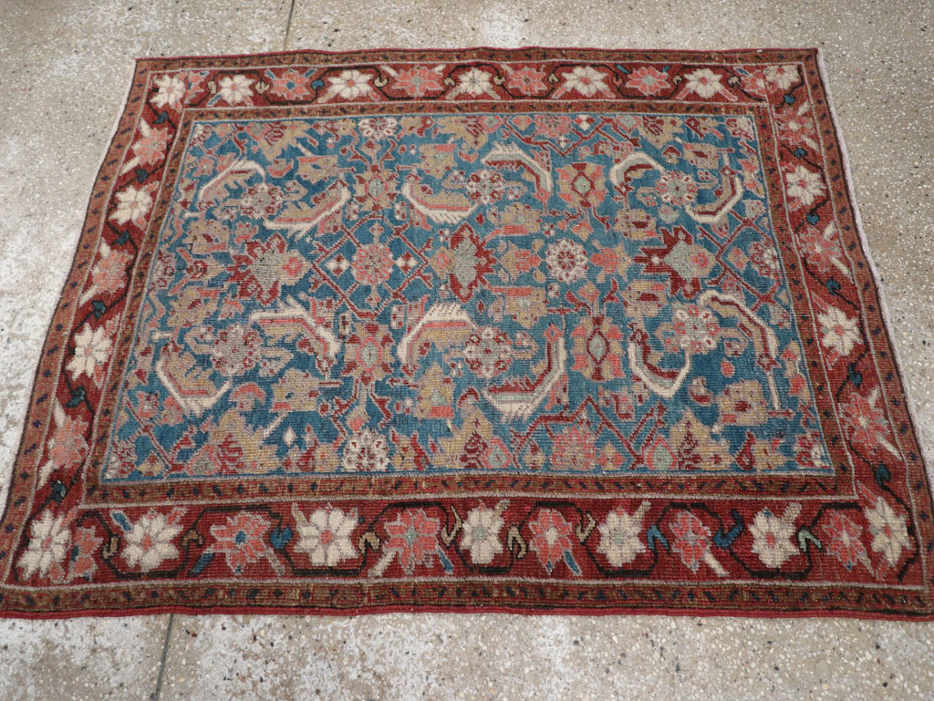 Antique Persian Heriz Throw Rug, No.26667 - Galerie Shabab