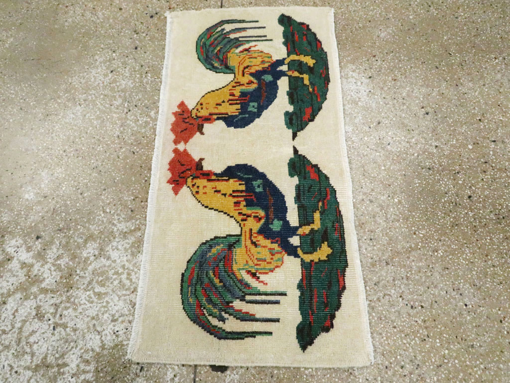 Vintage Turkish Anatolian Pictorial Throw Rug, No.26670 - Galerie Shabab