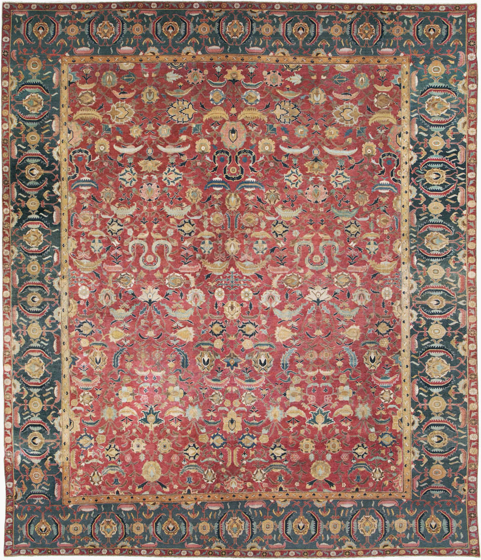 17th Century Antique Indo-Persian Isfahan Large Carpet, No.26671 - Galerie Shabab