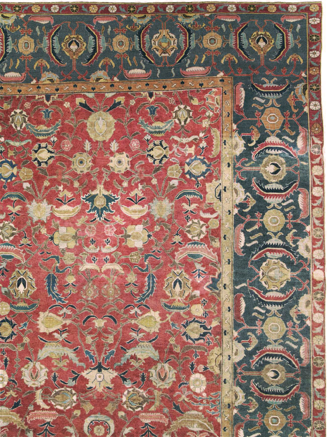17th Century Antique Indo-Persian Isfahan Large Carpet, No.26671 - Galerie Shabab