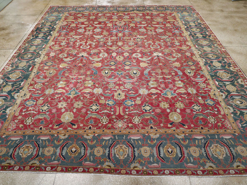 17th Century Antique Indo-Persian Isfahan Large Carpet, No.26671 - Galerie Shabab