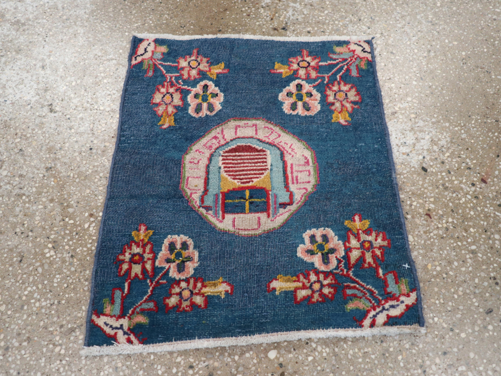 Vintage Persian Mashad Pictorial Throw Rug (Pair: 1 of 2), No.26680 - Galerie Shabab