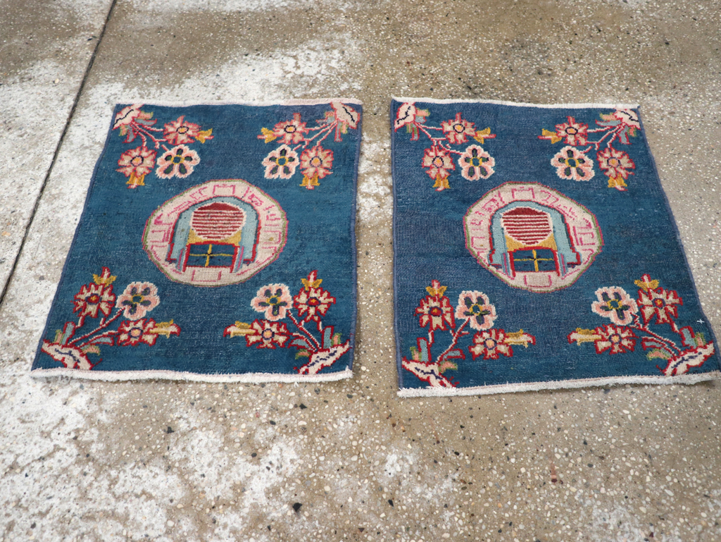 Vintage Persian Mashad Pictorial Throw Rug (Pair: 1 of 2), No.26680 - Galerie Shabab