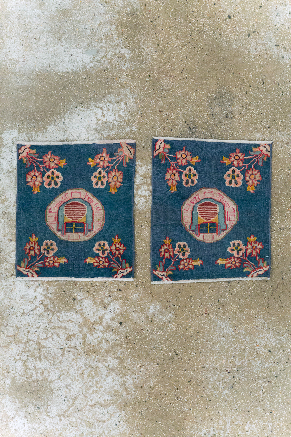 Vintage Persian Mashad Pictorial Throw Rug (Pair: 1 of 2), No.26680 - Galerie Shabab